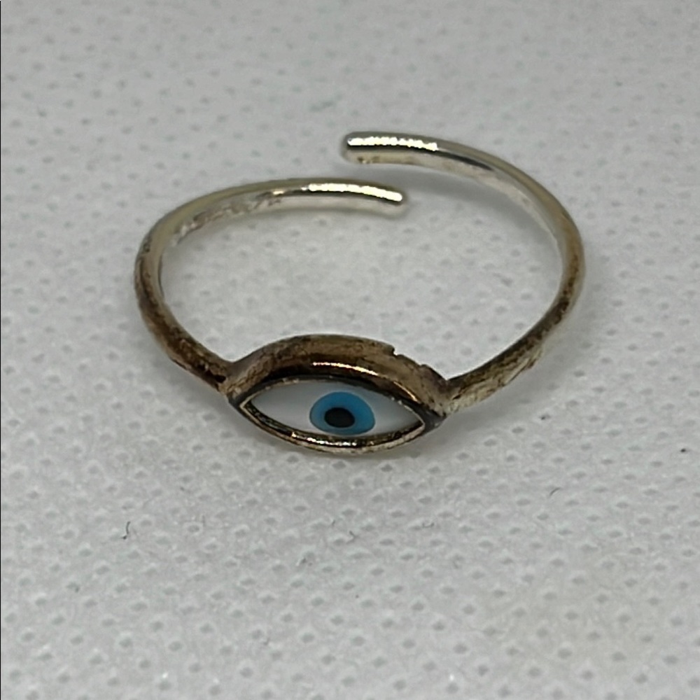 FREE with Purchase Gold and Blue Eye Ring with Adjustable Open Design